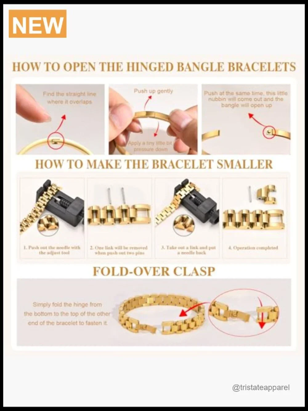 2pcs 18K Gold Plated Chain Link Bracelet Set with Adjust Tool